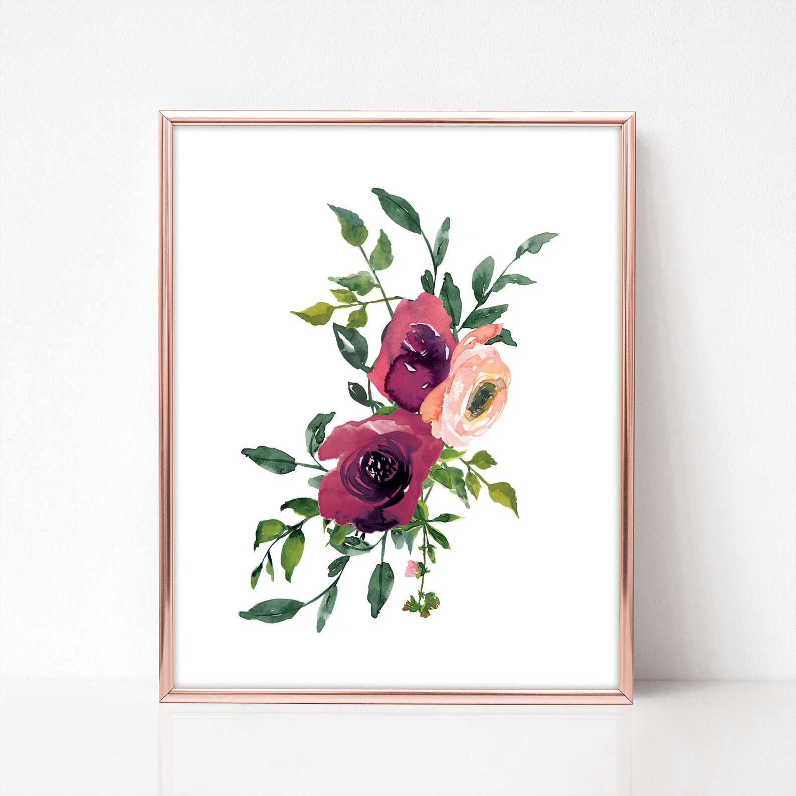 Red Rose Bouquet Digital Art Instant Download, DIY Printable Wall Art ...