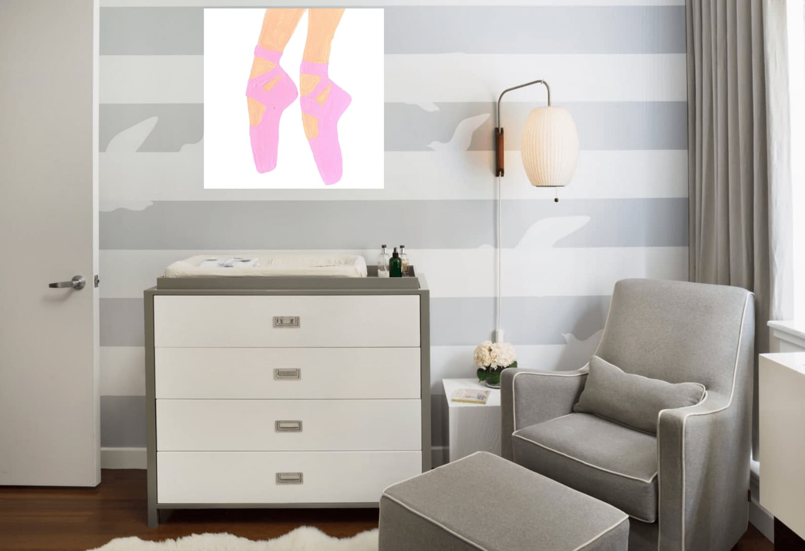 ballet dancer in pink shoes painting on canvas girl nursery wall art ballerina art ballet dancer kids bedding decor can change c