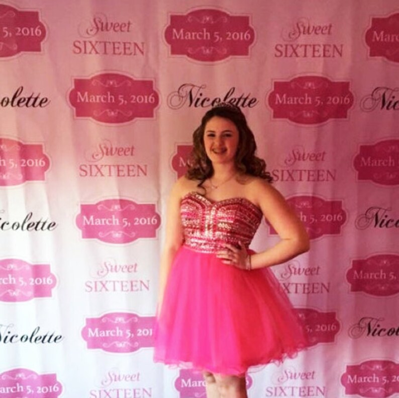 Girls parties Girl/'s birthday Sweet Sixteen birthday Hot Pink Quince 15th Party Signs for parties Backdrop Sweet 16 Party Backdrop