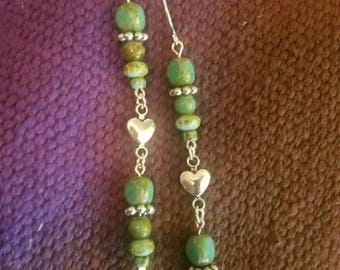 Green and silver Dangle Earring