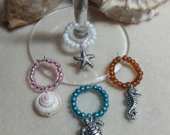 Beach Inspired Wine/Martini Glass charms