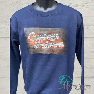 GH Adult Crewneck - Navy, Cowboys Wanted - cowgirl sweatshirt, cowgirl crewneck, western sweatshirt, Horse sweatshirt, farm shirt