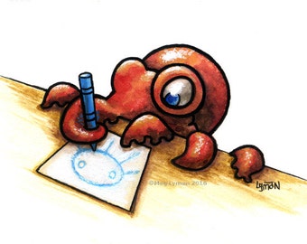 Little Artist Octopus Fine Art Print ACEO