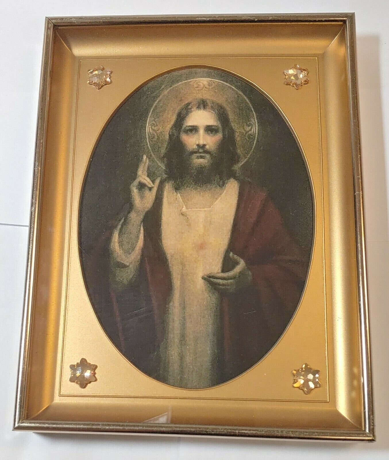 Jesus Christ Icon Framed With Glass and Crystals 6x8in Etsy