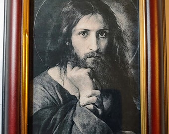 The Temptation of Christ print in frame with glass