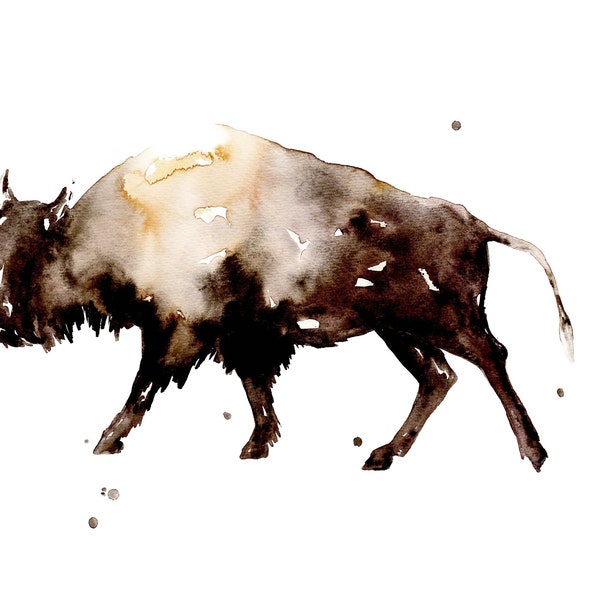 Bison Art, Buffalo Aquarelle Art, Bison Peinture, Cabine Wall Art, Buffalo Peinture, Impression de Bison Original, Décor de ferme, Grange Art