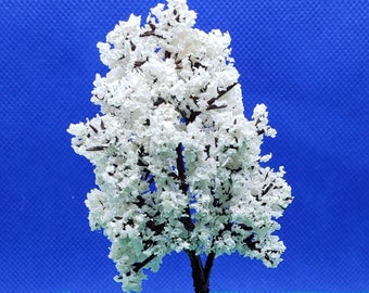 Miniature Handmade 3" Tall White Tree -- 1:48 / Quarter Scale