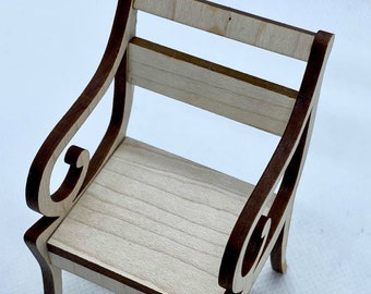 Dollhouse Miniature 1:12 Scale Swirl Chair KIT in Maple