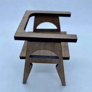 Dollhouse Miniature Mid Century Modern Chair KIT - Walnut - 1:12 Scale