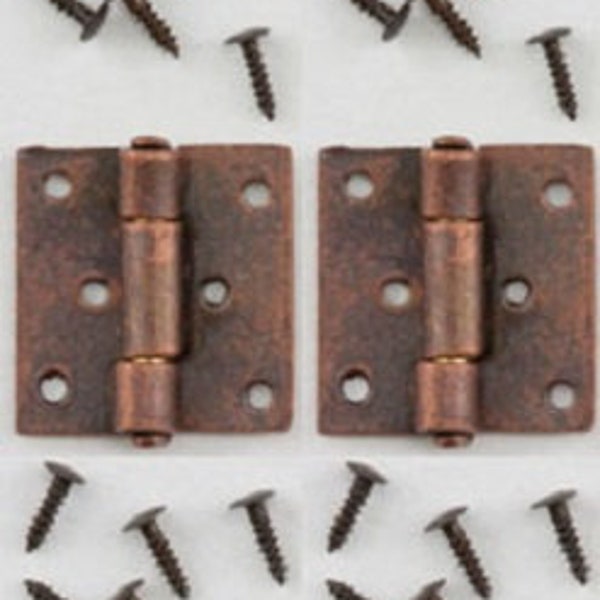 Dollhouse Miniature Butt Hinges with Nails - Bronze - (4 pk) #05641- 1:12 Scale