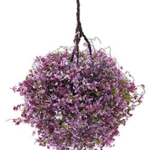 Dollhouse Miniature Small Hanging Flower Basket - Burgundy and Mauve -1:12 Scale