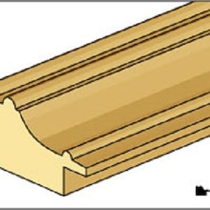 May include: A section of decorative wooden molding, featuring a light brown color and a detailed profile with curved and linear elements. The end view is visible, showcasing the intricate design. The text "END VIEW" is in the bottom right corner.