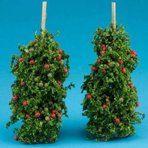 Plantas de tomate en miniatura hechas a mano para casa de muñecas - Escala 1:12 - DOS plantas