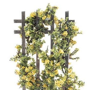 Dollhouse Miniature Trellis with Yellow Roses - 1:12 Scale