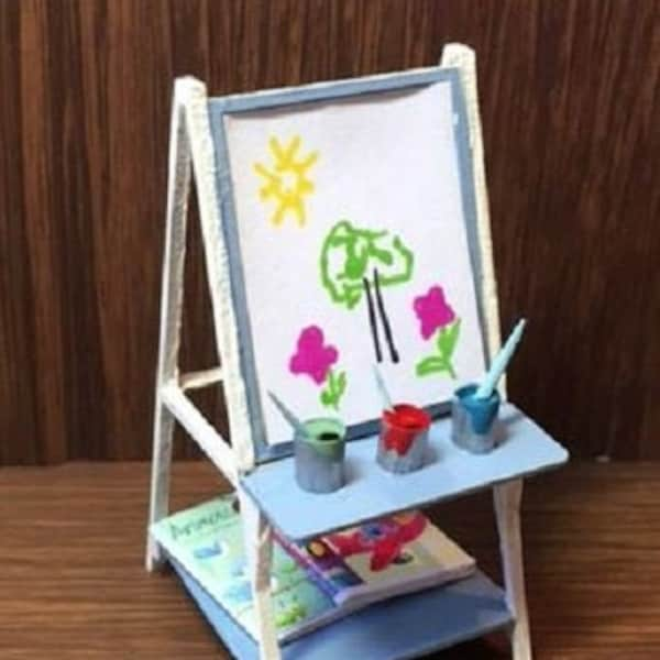 Dollhouse Miniature Kid's Artist Easel Kit -- 1:12 Scale