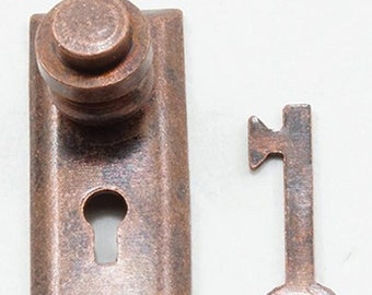 Dollhouse Miniature Door Knobs w/Key Plate - Oil Rubbed Bronze - (2 pk) 1:12 Scale - 05526