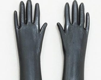 Dollhouse Miniature Black Rubber Gloves -- 1:12 Scale