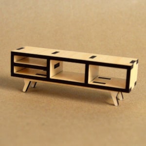 Dollhouse Miniature MCM Coffee Table KIT - Maple - 1:24 / Half Scale