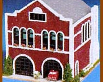Dollhouse Miniature Old Time Firehouse / Fire Station Kit -- 1:144 Micro Scale -- FREE SHIPPING