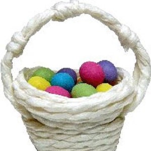 Dollhouse Miniature Easter Eggs in a White Basket - 1:12 Scale