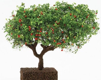 Dollhouse Miniature Handmade Ornamental Apple Tree - 4" Tall on a Spike - 1:12 - 1/24 - 1/48 Scale