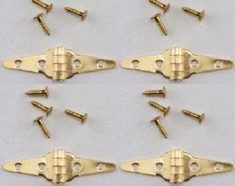 Dollhouse Miniature Triangle Hinges & Nails - Brass #05542 (4 pk) -- 1:12 Scale