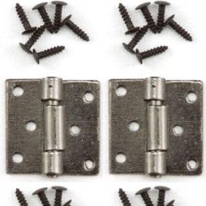 Dollhouse Miniature Butt Hinges with Nails - Pewter - (4 pk) #05555 - 1:12 Scale
