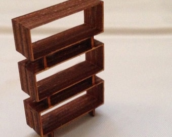Dollhouse Miniature Quarter Scale Mid Century Modern Bookshelf KIT -- 1:48