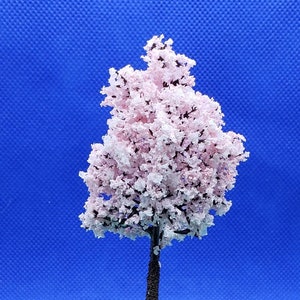 Miniature Handmade 3&quot; Tall Japanese Cherry Blossom (Pink) Tree -- 1:48 / Quarter Scale