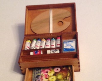 Dollhouse Miniature Artist Paint Box with Drawer Kit - 1:12 Scale