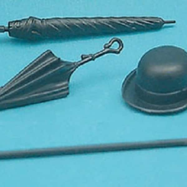 Dollhouse Miniature Umbrella/Parasol/Walking Stick/Derby Hat - 1:12 Scale