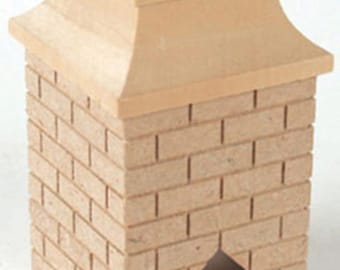 Dollhouse Miniature Wood Brick Chimney - 1:12 Scale