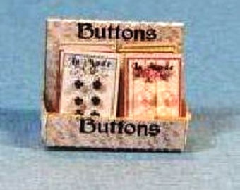 Dollhouse Miniature Button Box & Button Cards Kit - 1:12 Scale