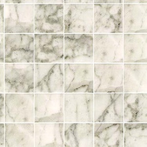 Dollhouse Miniature No Wax White and Grey Marble Tile Floor (#5958) - 1:12 Scale