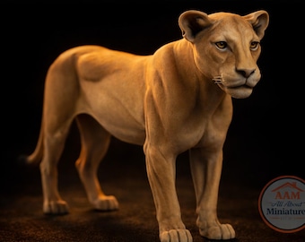 Dollhouse Miniature Lioness Figurine - 1-12 1-24 1-48 Scale Standing Unpainted Resin Savannah Animal