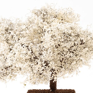 Dollhouse Miniature Handmade Ornamental White Dogwood Tree - 4" Tall On a Spike- 1:12 - 1/24 - 1/48 Scale