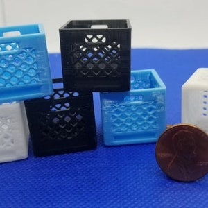 Dollhouse Miniature VARIETY PACK Milk Crate / Record Crate -- 1:12 Scale -- Set of 6