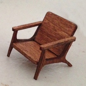 Dollhouse Miniature Quarter Scale Mid Century Modern LOUNGE Chair KIT - 1:48