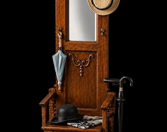 Victorian Hall Stand Kit - 1:12 Dollhouse Miniature - Chrysnbon - Mirror Umbrella Hat Cane - Complete