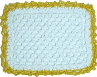 Dollhouse Miniature Crocheted Baby Blanket - 1:12 Scale - 3" x 4"