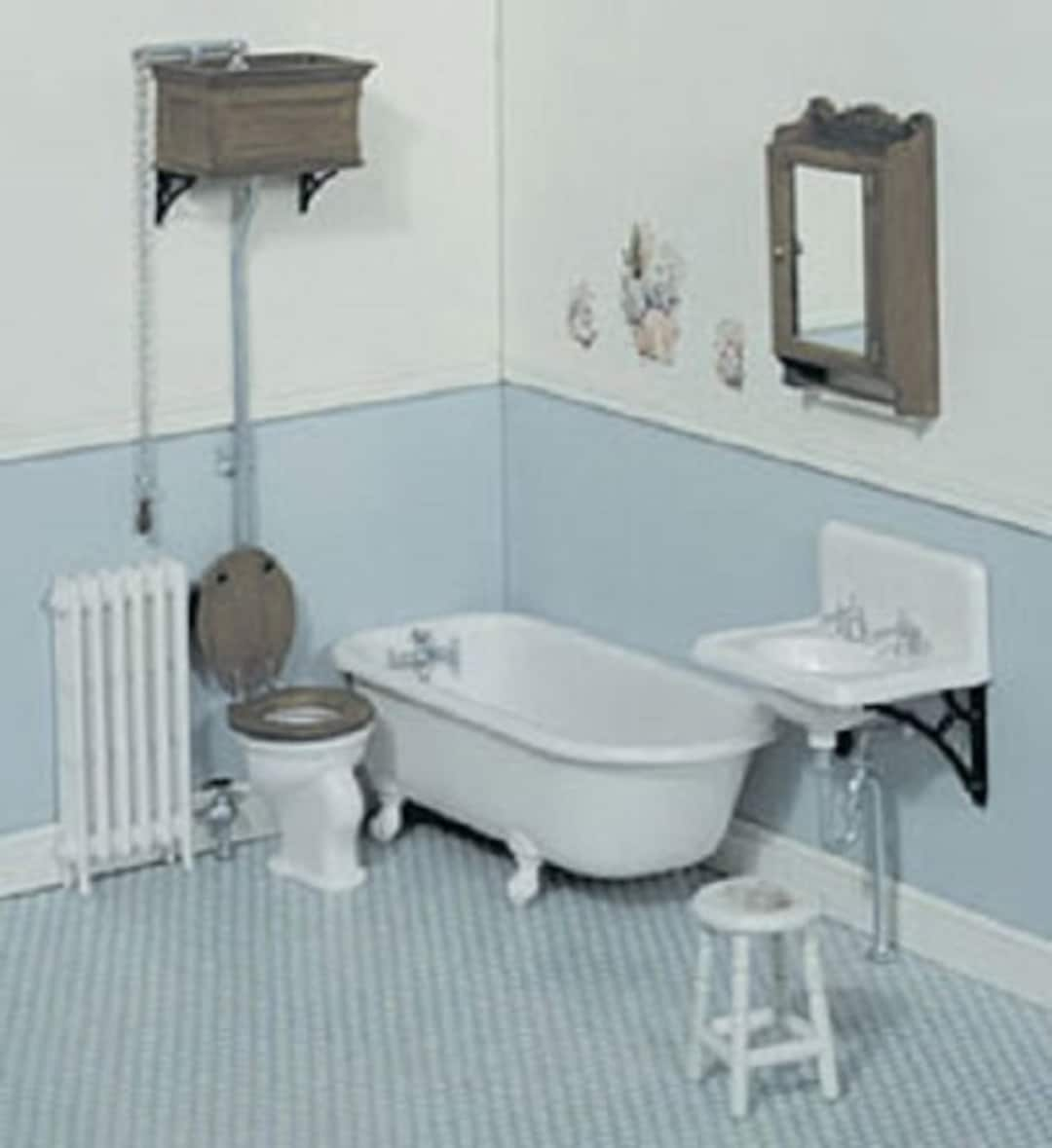 4-Piece White Porcelain Dollhouse Miniature Bathroom Set – Little