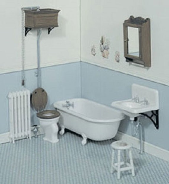 Dollhouse Miniature Victorian Bathroom Kit 1:12 Scale 