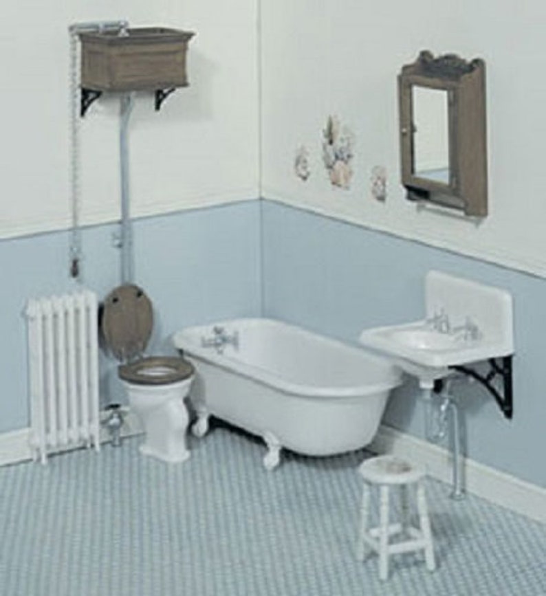 Dollhouse Miniature Victorian Bathroom Kit 1:12 Scale image 1