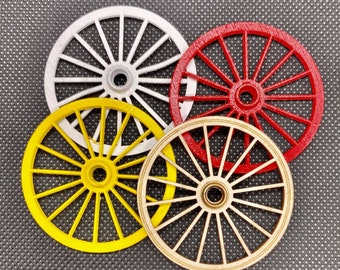 Dollhouse Miniature Set of 4 Wagon Wheels / Cart Wheels - 1:12 Scale (3 3/4&quot; - 16 Spoke)