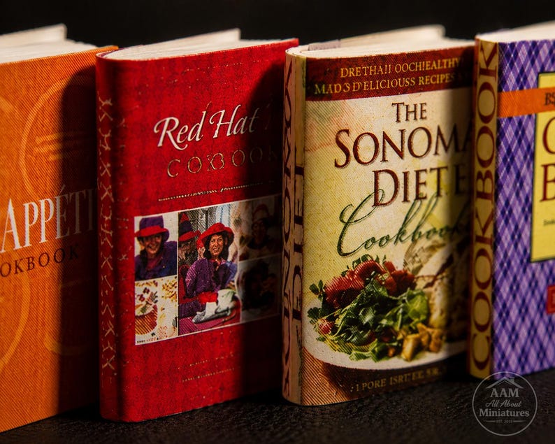 Dollhouse Cookbooks - Set of 5 - Kitchen Bookshelf - 1-12 Scale ...