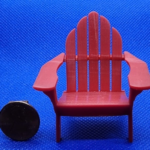 Dollhouse Miniature Half Scale Adirondack Chair in Red - 1:24