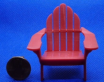Dollhouse Miniature Half Scale Adirondack Chair in Red - 1:24