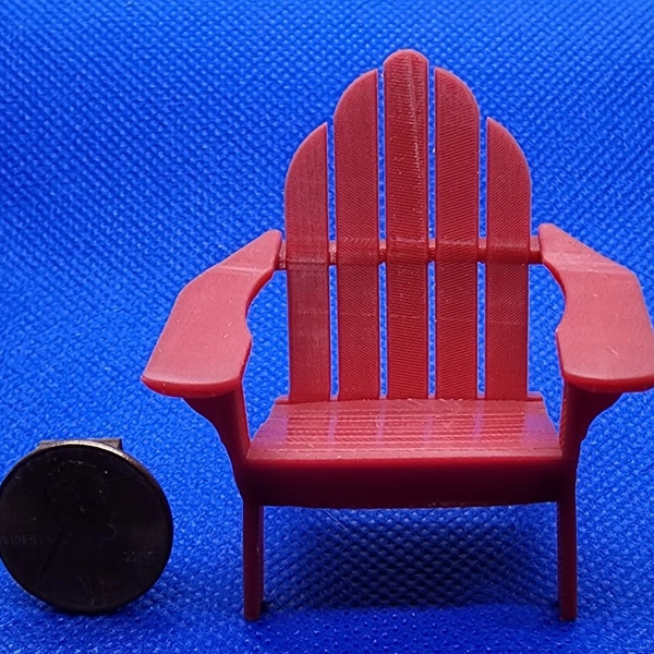 Dollhouse Miniature Half Scale Adirondack Chair in Red - 1:24