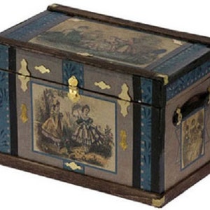 Dollhouse Miniature Trunk Kit -- 1860 Fashion Style -- 1:12 Scale