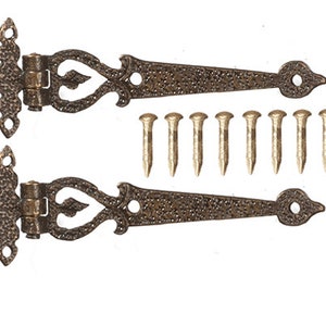Bisagras de latón antiguas en miniatura para casa de muñecas con 8 pasadores (paquete de 2) - Escala 1:12 n.° S1612